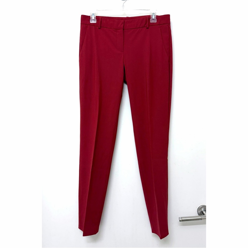 Theory Testra Burgundy Red Dress Pants Trousers Wool Straight Taper Leg 6